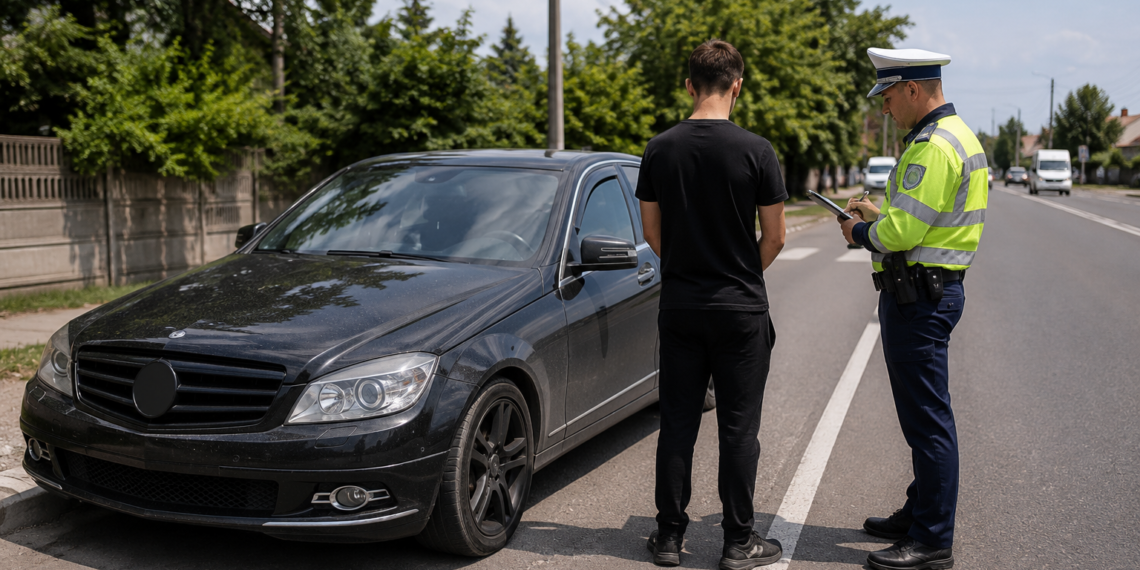 Tânăr de 18 ani, prins la Rădăuți la volanul unui Mercedes fără plăcuțe de înmatriculare și fără permis