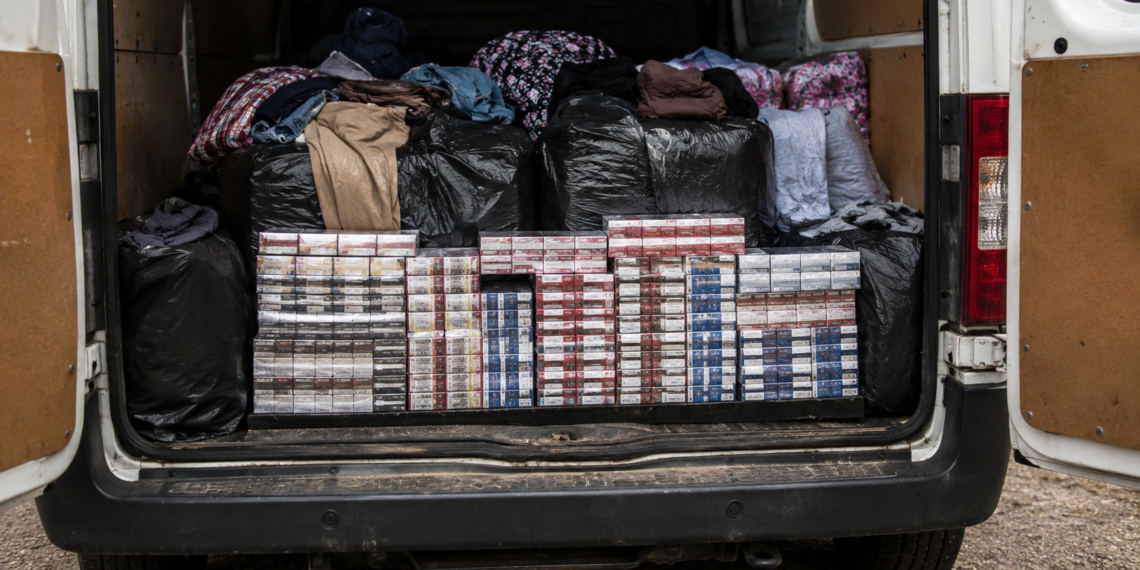 Femeie din Rădăuți, reținută după ce polițiștii au descoperit peste 1.200 de pachete de țigări de contrabandă ascunse printre haine second-hand