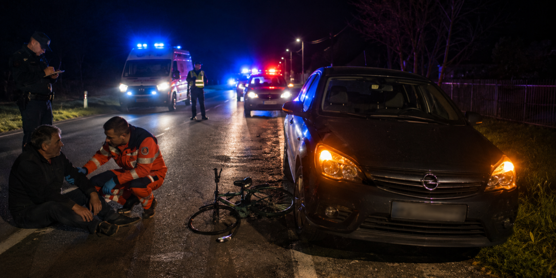 Biciclist băut, fără vestă și elemente reflectorizante, lovit de o mașină la Moara. S-a ales și cu patru amenzi de peste 2.100 de lei
