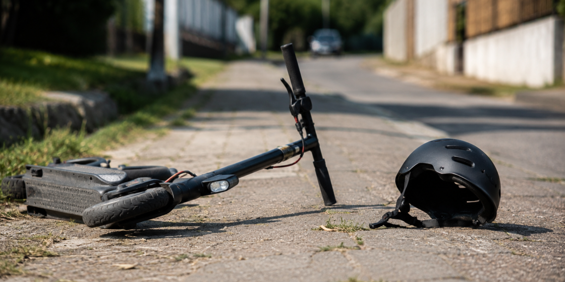 Adolescent de 15 ani, rănit după ce a căzut cu trotineta electrică, la Marginea. Purta cască de protecție