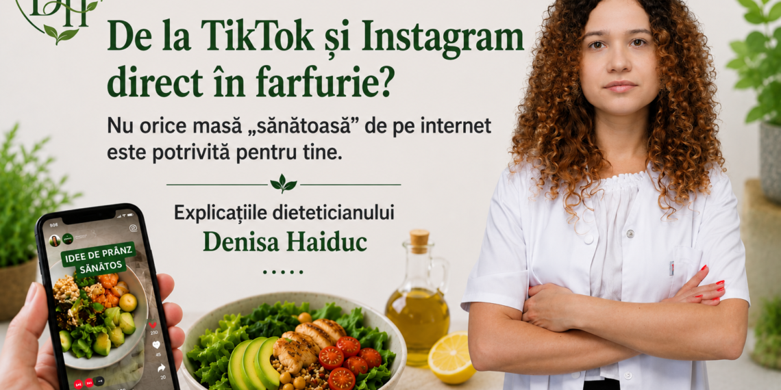 De la TikTok și Instagram direct în farfurie? Nu orice masă ”sănătoasă” de pe internet este potrivită pentru tine. Explicațiile dieteticianului Denisa Haiduc