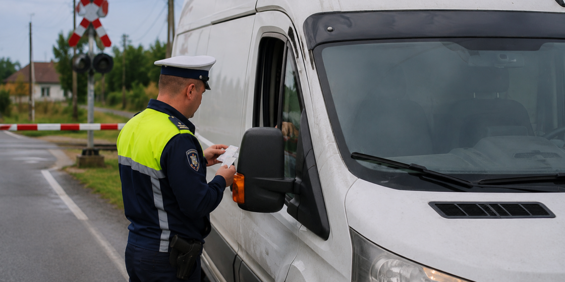Șofer fără permis, prins după ce a trecut pe roșu la calea ferată din Verești. Le-a prezentat polițiștilor un permis fals și a fost reținut