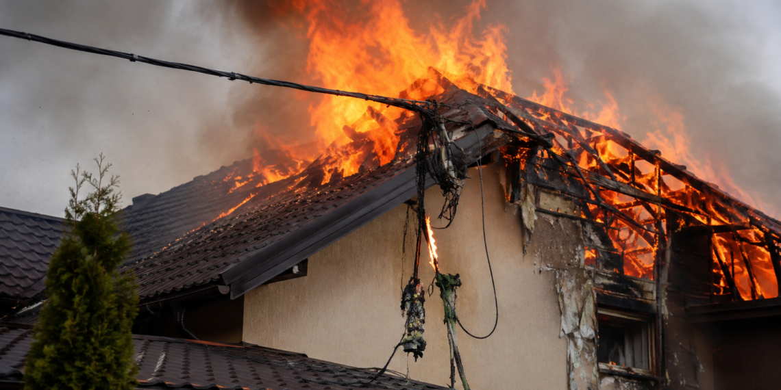 Incendiu provocat de un cablu electric rupt de vânt, la Dolheștii Mari. Flăcările au cuprins acoperișul unui duplex, iar pagubele au fost estimate la 80.000 de euro