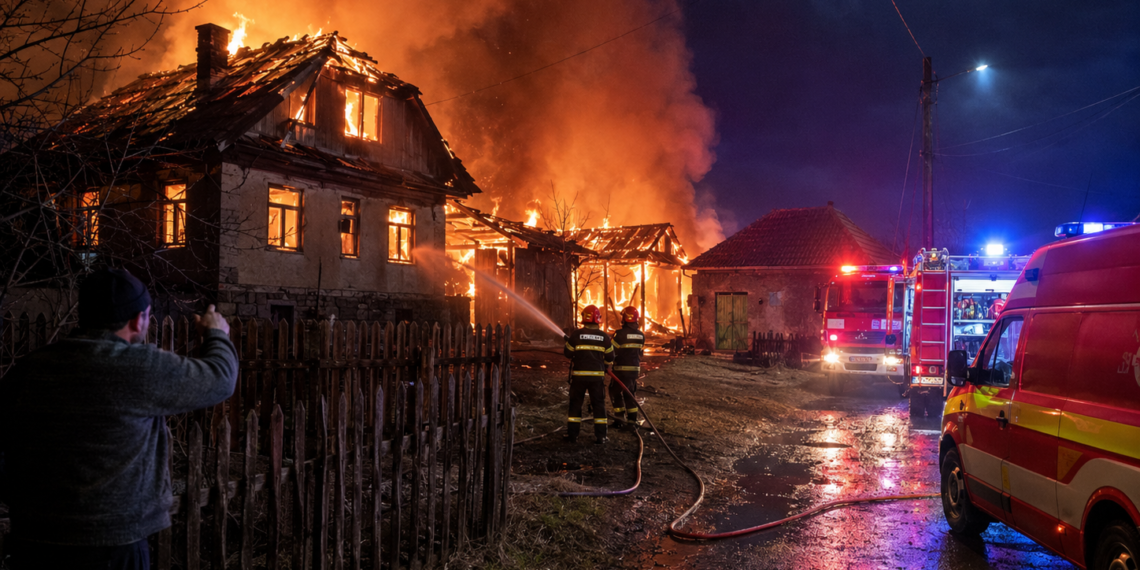 Bărbat din Gulia, trezit de o vecină după ce casa i-a luat foc. Știa că instalația electrică improvizată prezenta risc de incendiu