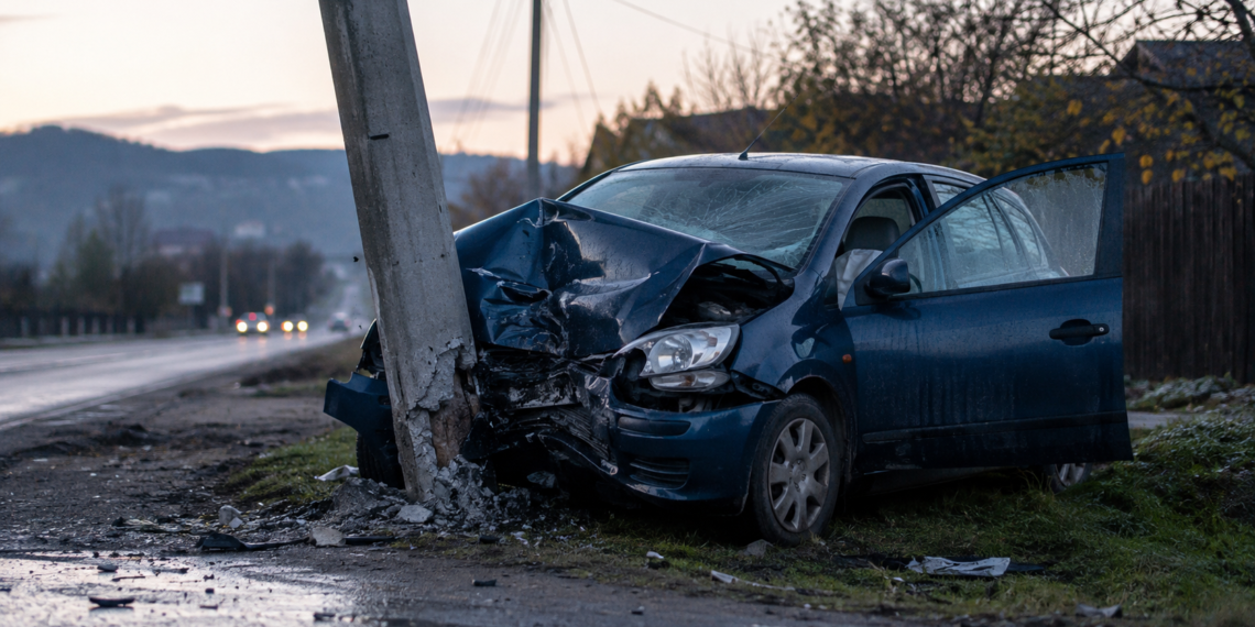 O șoferiță de 34 de ani a adormit la volan și a intrat cu mașina într-un stâlp, la Vama, la 4 dimineața. Ea și o adolescentă de 16 ani au refuzat inițial spitalul, dar s-au prezentat câteva ore mai târziu