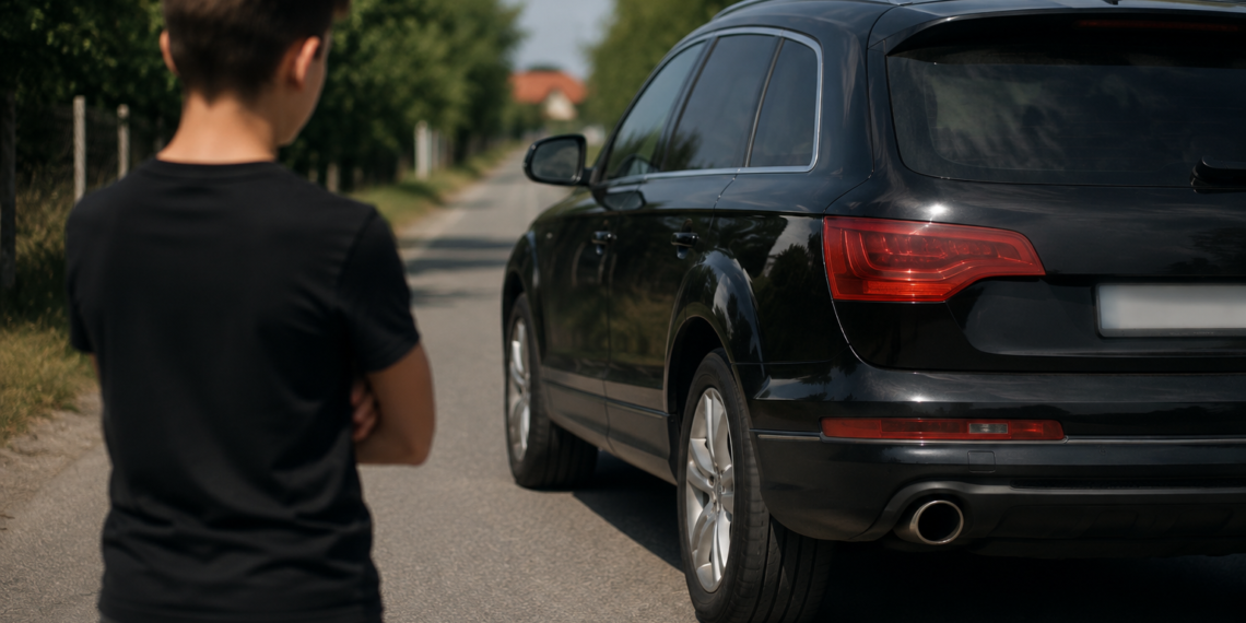 ”Lecție de condus” la 13 ani, cu Audi Q7. Tatăl, cercetat penal după apariția unei filmări pe internet