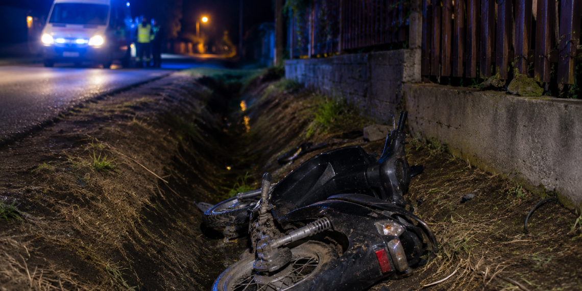 Tânăr fără permis și băut, rănit după ce a căzut cu un moped neînmatriculat într-un șanț din Zamostea