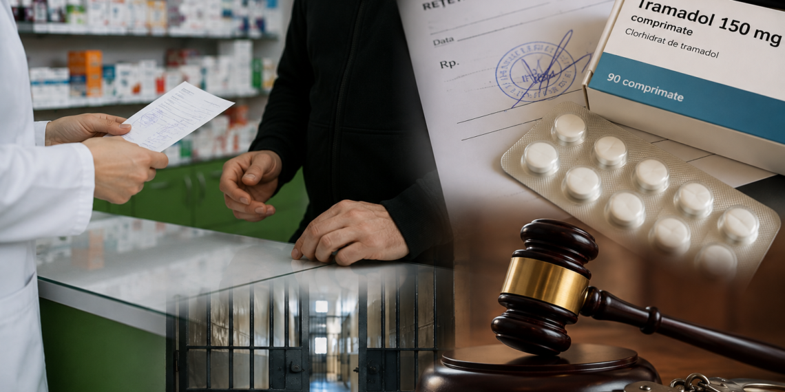 Condamnat la închisoare cu executare după ce a mers prin farmacii cu rețete false pentru Tramadol. Prima dată a primit 90 de comprimate, a doua oară parafa xeroxată l-a dat de gol