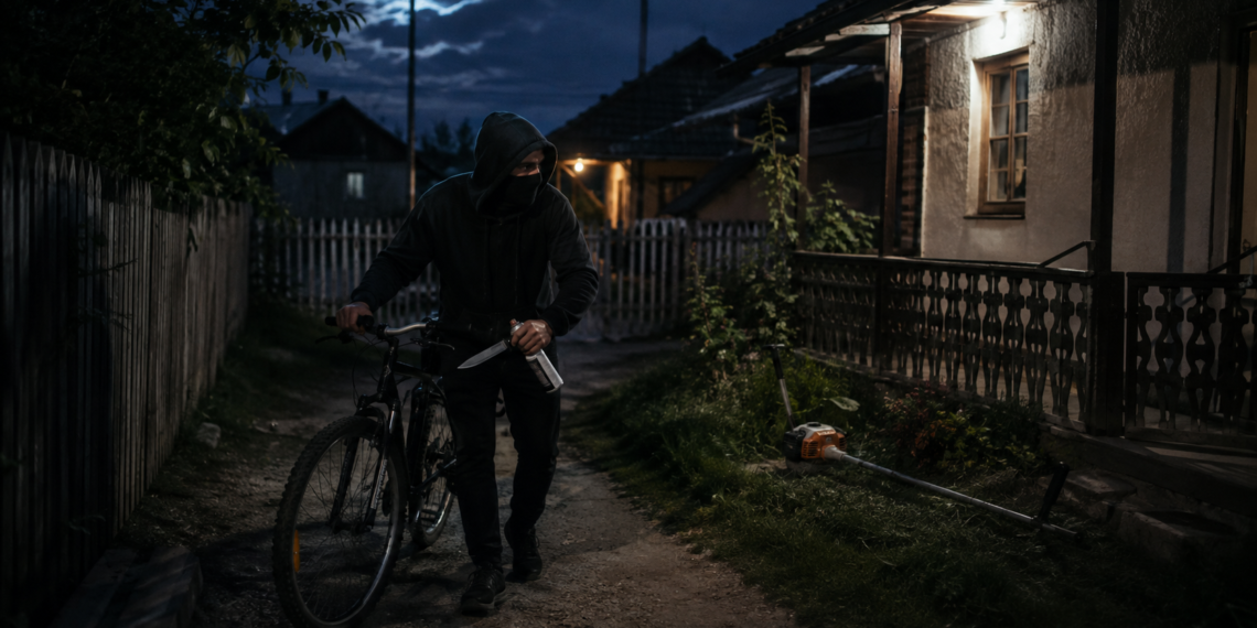 Recidivistul ”Băzănică”, condamnat la 6 ani de închisoare după o serie de furturi în Adâncata. Abia ieșit din pușcărie, intra noaptea în gospodăriile oamenilor și fura ce apuca. O cameră l-a surprins pe ”musafir” înarmat cu un cuțit de mari dimensiuni și un spray