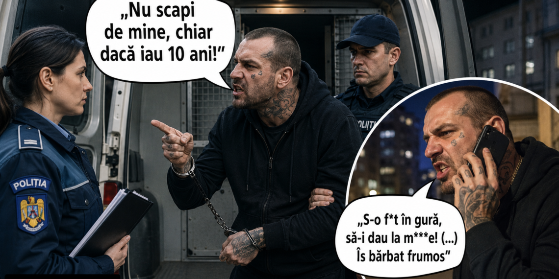 ”Nu scapi de mine, chiar dacă iau 10 ani!” Recidivist periculos, condamnat la peste 10 ani de închisoare după ce a amenințat polițista care îl ancheta pentru fapte îngrozitoare: ”S-o f*t în gură, să-i dau la m**e! (…) Îs bărbat frumos”