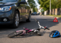 Fetiță de 10 ani, lovită de o mașină în Suceava. Copila circula cu bicicleta pe contrasens, pe o stradă cu sens unic