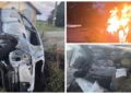 Sfârșit cumplit pentru doi adolescenți de 16 ani, la Fântâna Mare. Au murit carbonizați după ce mașina condusă fără permis s-a izbit de un cap de pod și a luat foc