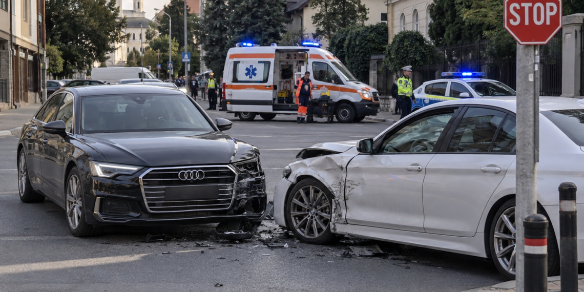 Copilă de 4 ani, ajunsă la spital după ce un șofer cu 1,20 mg/l alcool pur în aerul expirat a provocat un accident în Burdujeni. Nu a oprit la STOP și a lovit mașina în care se afla micuța