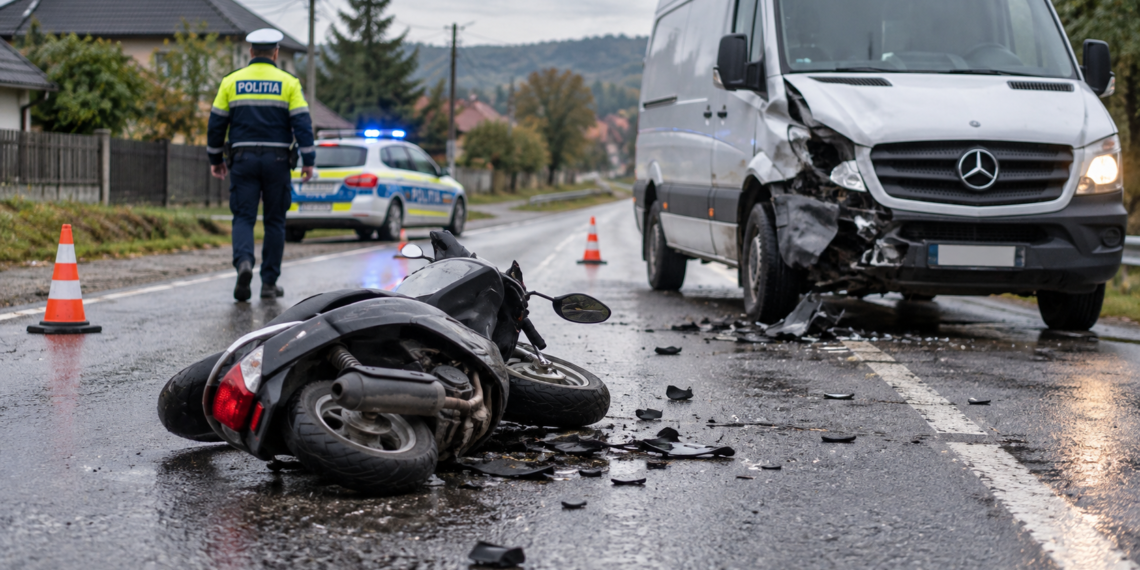 Mopedist de 47 de ani, mort într-un accident la Mălini. Fără permis, s-a izbit cu mopedul neînmatriculat de o autoutilitară
