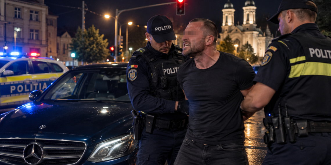 Cetățean ucrainean, reținut după ce a fost prins băut la volan în Rădăuți. Și-a ”încordat mușchii” în fața polițiștilor și a fost încătușat pe stradă