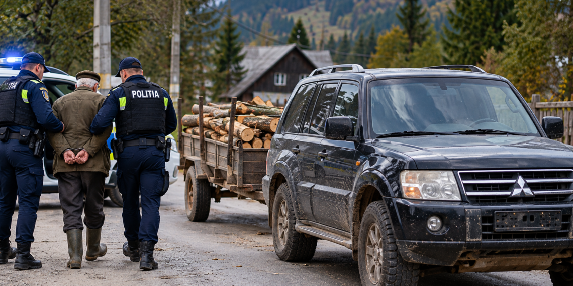 Bărbat de 73 de ani, ajuns în arest după ce a fost prins de polițiști tractând cu un Pajero neînmatriculat un atelaj cu 0,5 metri cubi de lemne fără acte. Avea permis doar pentru tractor