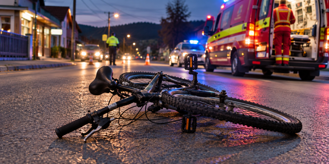 Biciclist băut, căzut cu fața de asfalt în centrul comunei Crucea. Etilotestul a indicat 0,77 mg/l alcool pur în aerul expirat