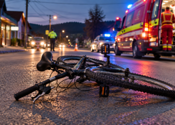 Biciclist băut, căzut cu fața de asfalt în centrul comunei Crucea. Etilotestul a indicat 0,77 mg/l alcool pur în aerul expirat