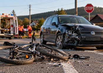 Biciclist de 22 de ani, rănit după ce nu a oprit la ”STOP” și a intrat într-un autoturism, la Râșca. Etilotestul a indicat 0,22 mg/l