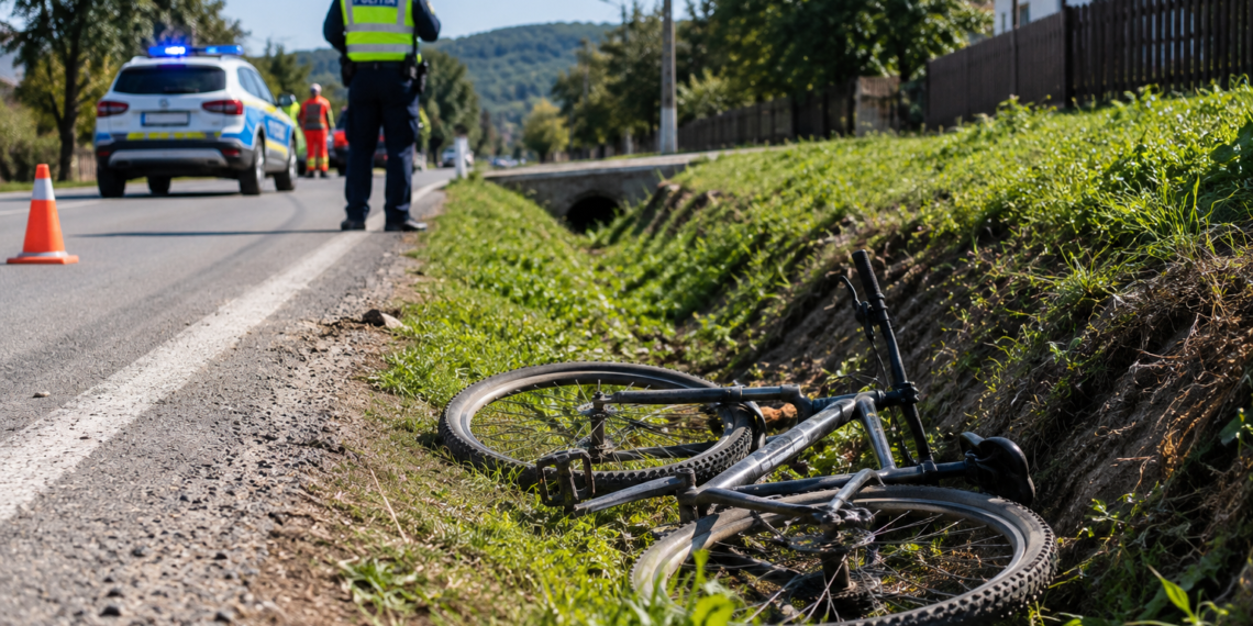 Biciclist de 60 de ani, rănit după ce a căzut într-un șanț la Zamostea. A ajuns singur la Spitalul Județean Suceava