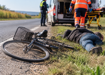 Biciclist rupt de beat, ajuns la spital după ce a dat cu fața de drum. Etilotestul a indicat 1,35 mg/l alcool pur în aerul expirat
