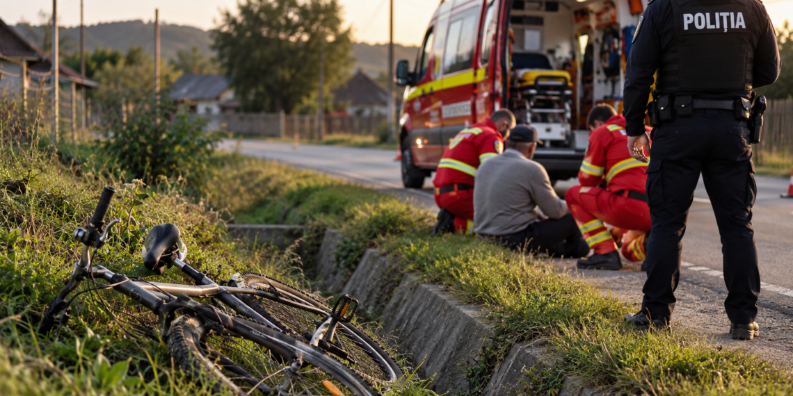 A băut bine, s-a urcat pe bicicletă și a ajuns în șanț la Gălănești. Avea 1,17 mg/l alcool pur în aerul expirat și a fost amendat de polițiști