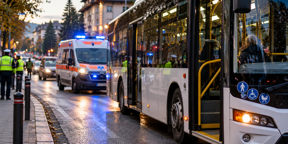 Femeie de 59 de ani, rănită într-un autobuz din Suceava după o frânare bruscă. Călătoarea era în picioare și a căzut pe podea