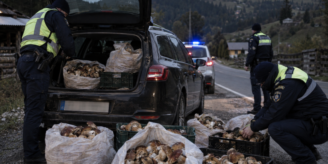 225 de kilograme de hribi, confiscate la Fundu Moldovei. Șoferul nu avea documente pentru transport