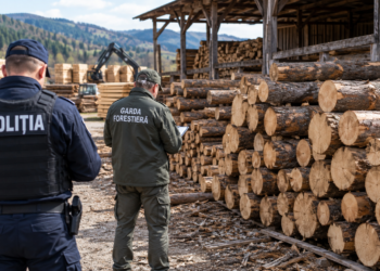 Polițiștii și Garda Forestieră au verificat un depozit de lemne din Moldovița. Amendă de 5.000 de lei și confiscare pentru aproape 16 mc de lemn