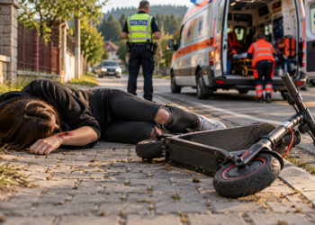 Tânără de 20 de ani, găsită rănită la cap, mâini și picioare, lângă o trotinetă electrică. Nu își mai amintește cum s-a produs accidentul