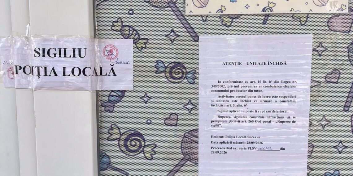 Magazin din apropierea Școlii Gimnaziale Nr. 3 Suceava, închis pentru 30 de zile după ce a vândut vape-uri minorilor. Amendă de 10.000 de lei