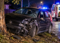 Tânăr de 19 ani, abțiguit și fără permis, înfipt cu mașina într-un copac la Arbore. Doi pasageri, de 16 și 20 de ani, au ajuns la spital