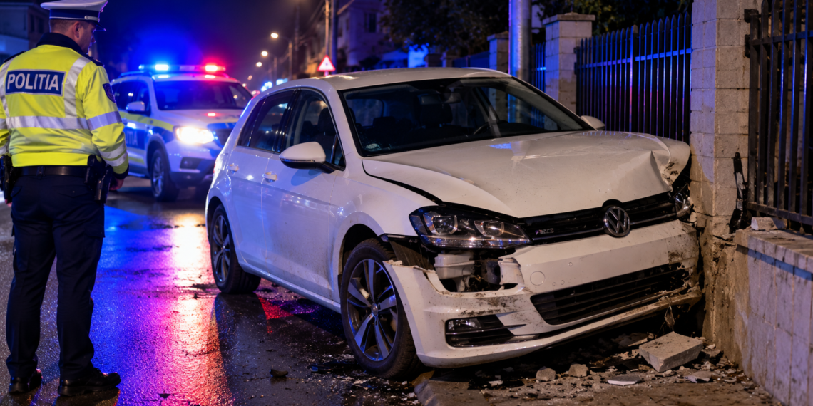A ignorat semnalul polițiștilor, a fugit și s-a oprit într-un gard. Tânăr de 18 ani, prins la volan fără permis în Vicovu de Sus
