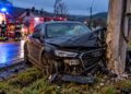 Șoferiță ”praștie de beată”, rănită după ce s-a înfipt cu mașina într-un stâlp din Poiana Mărului
