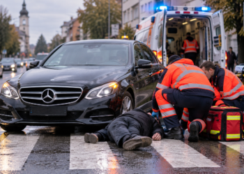 Pieton de 68 de ani, lovit pe trecerea pentru pietoni în Rădăuți. Șoferul unui Mercedes nu i-a acordat prioritate