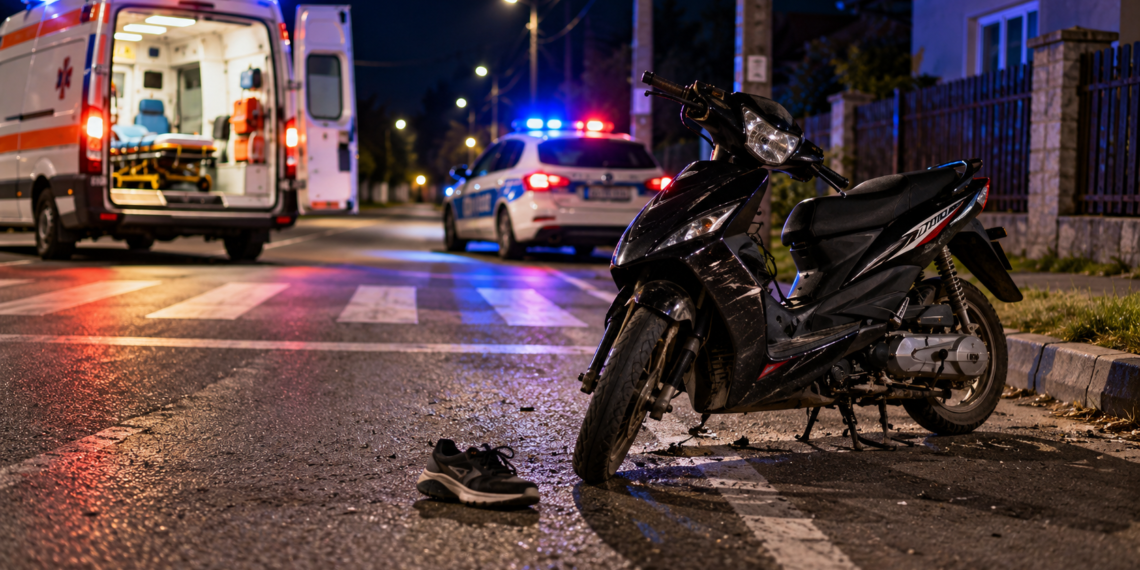 Copil de 8 ani, lovit de un moped condus de un minor de 13 ani, la Ciprian Porumbescu. Conducătorul a plecat de la locul accidentului