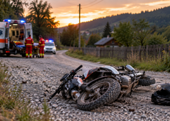 Cu puțin ghinion în plus, azi îl plângeau rudele. Un puștan de 16 ani, fără permis și beat muci, s-a ales cu traumatisme din cap până la bazin după ce a căzut cu un motociclu pe un drum parțial pietruit din Fundu Moldovei