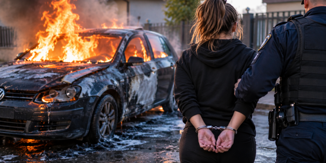 De la gelozie și foc la 30 de zile de arest. Tânăra de 22 de ani, care ar fi incendiat mașina unui bărbat din Fălticeni, a fost arestată preventiv