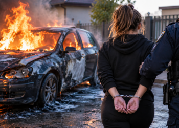 De la gelozie și foc la 30 de zile de arest. Tânăra de 22 de ani, care ar fi incendiat mașina unui bărbat din Fălticeni, a fost arestată preventiv