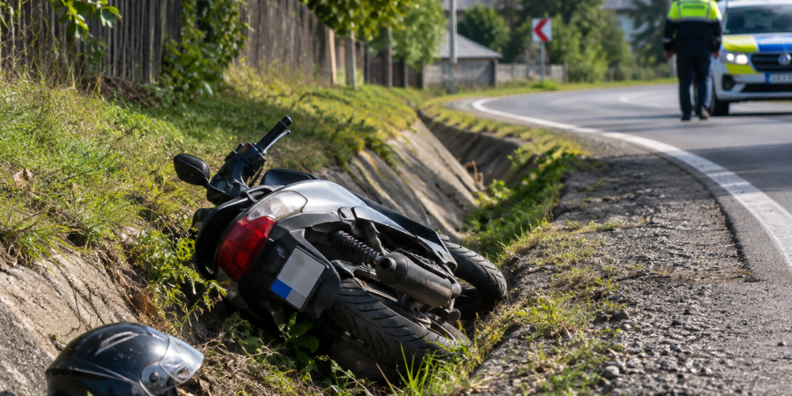 Doi minori, de 15 și 14 ani, răniți după ce au ajuns cu un motociclu în șanț, la Dărmănești. Vehiculul avea număr fals și era căutat de autoritățile din Italia