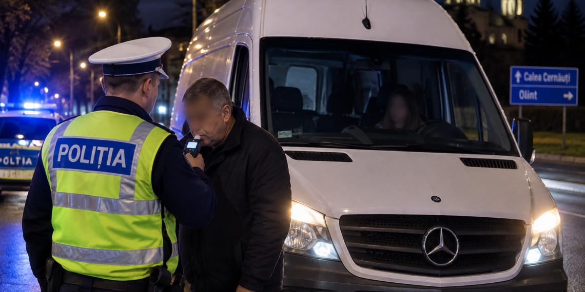 Șofer de 57 de ani, prins băut la volanul unei autoutilitare în Rădăuți, la 3 dimineața