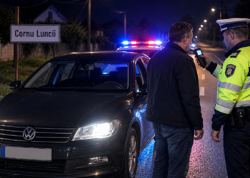 Cherchelit și cu 110 km/h prin Cornu Luncii, a fugit de polițiști. Urmărire, dosar penal și amendă de peste 5.000 de lei