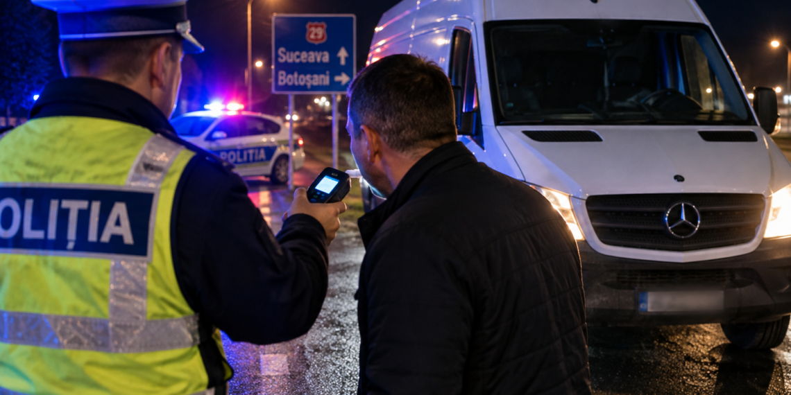Șofer prins cu 1,42 mg/l alcool pur în aerul expirat, la Dumbrăveni. Polițiștii l-au oprit pe DN 29