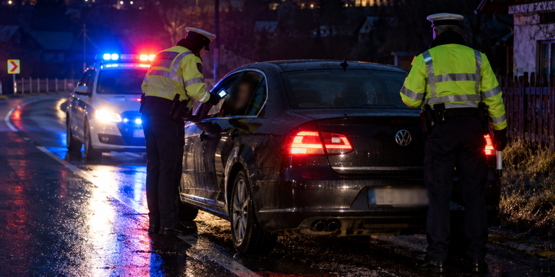 Șofer de 24 de ani, prins la Dărmănești beat și cu permisul suspendat. Polițiștii l-au ”cazat” 24 de ore în arest