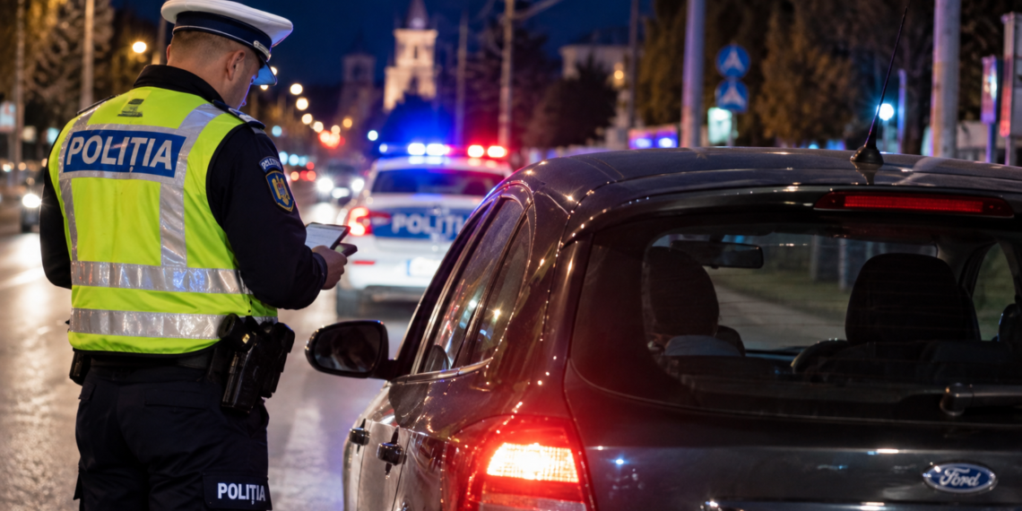 Prins pe Calea Unirii, în Suceava, conducând deși avea permisul suspendat. În mașină se aflau soția și cei doi copii