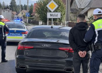 Șofer de 22 de ani, urmărit și blocat de polițiști la Molid. Avea permisul suspendat pentru șase luni