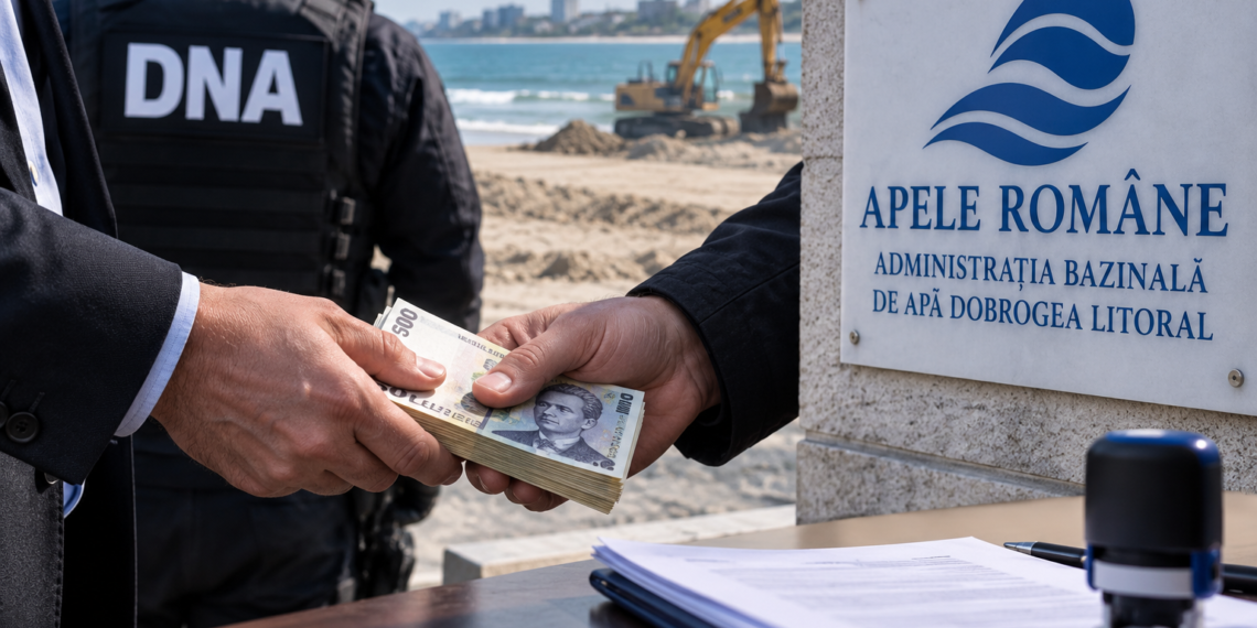 Inspector de la Apele Române, prins în flagrant după ce ar fi primit o șpagă de 10.000 de lei. DNA: Banii ar fi fost ceruți pentru sancțiuni mai blânde