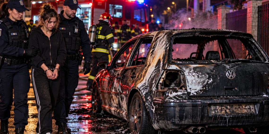 Când gelozia se aprinde la propriu. Tânără de 22 de ani, reținută după ce a incendiat mașina unui bărbat. S-ar fi răzbunat la beție