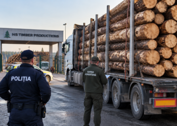 Transport ilegal de peste 42 de metri cubi de lemn, oprit înainte de a intra în curtea HS Timber Rădăuți. Dosar penal și camion de circa 50.000 de euro indisponibilizat