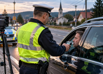 Prins cu 103 km/h în localitate, la Păltinoasa. Șoferul avea 0,64 mg/l alcool pur în aerul expirat